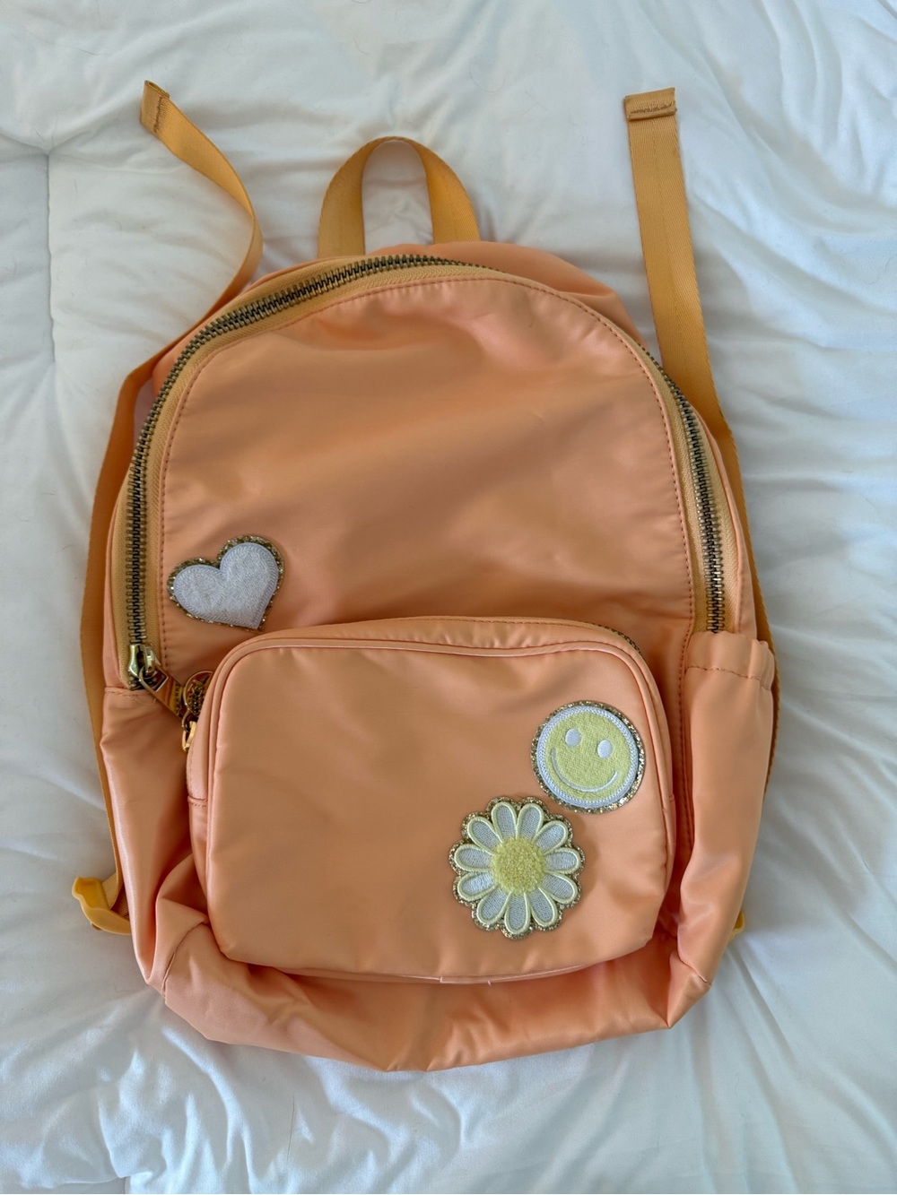 Stoney Clover Lane x Target Orange Backpack with Daisy & Smiley & Heart Patches